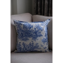 Mavi Vintage Desenli 45x45 Dekoratif Yastık Kılıfı Mavi - 693923659 Mavi