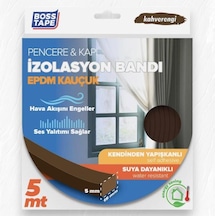 Bosstape Epdm Kauçuk Pencere Kapı İzolasyon Bandı 5mmx15mmx5mt Kahverengi