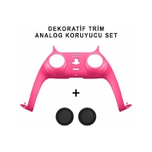 Ps5 Dekoratif Trim Analog Koruyucu Silikon Kılıf Set Playstation 5 Dualsense Renkli Ön Şerit Aksesuar Pembe 3 Adet