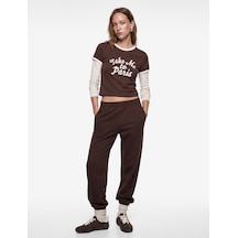 Koton Beli Lastikli Cep Detaylı Basic Jogger Eşofman Altı Kahverengi 7wal40053ık Kahve