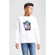 Tshirthane Anime Dragon Ball Baskılı Unisex Çocuk Beyaz Sweatshirt (534755644) Beyaz