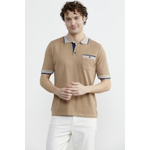 Renk Kombinli Cepli Koton Triko Tişört - Kamel Çok Renkli