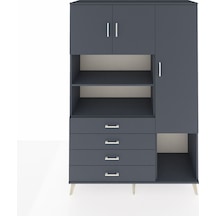 Hyperion Dolap 8 Raflı 4 Çekmeceli 3 Kapaklı 132x44x195 Antrasit-antrasit/antrasit Antrasıt/antrasıt