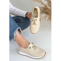 Tone Bej Cilt Bağcıklı Spor Ayakkabı Renkli Çok Renkli