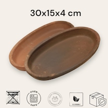 2'li Toprak Sırsız Oval Balık Güveci Pişirme Tavası 30x15x4
