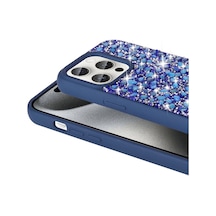 Apple Uyumlu  iPhone 15 Pro Max Kılıf Parlak Taşlı Tasarım Linea Kapak