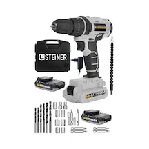 Steiner 58 V 5 Ah Metal Şanzıman Çift Lithium Akü Şarjlı Vidalama Matkap Gri + Set
