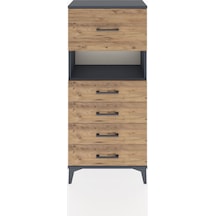 Hyperion Dolap Tek Raflı 5 Çekmeceli 60x44x134 Antrasit-çam Antrasit