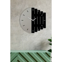 Pey Aksesuar Dekoratif Modern Ahşap Duvar Saati Ritim 0093-grı-siyah