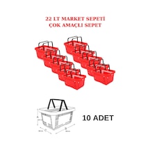 22 Litre 10 Adet Market Sepeti, Alışveriş Sepeti, Saplı Market Se