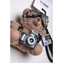 Standart Kahve Ayıcıklı Gerçek Foto Flaş Objeli Tasarım Çanta Kıyafet Ve Telefon Charm Aksesuar