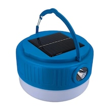 Kamp Lambası Solar Şarjlı El Feneri Usb Type-c Şarj Powerbank Mavi