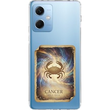 Redmi Note 12 5g İle Uyumlu Burç Kartları Yengeç Tasarımlı Şeffaf Silikon Kılıf Şeffaf
