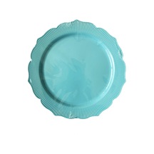 Omeyva Davet Parti Sunum Doğum Günü Turkuaz Renk Sert Plastik Mika Tabak - 22 Cm. - 6 Adetlik Paket