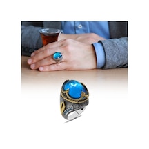 Faset Aqua Zirkon Taşlı Kompakt Tasarım 925 Ayar Gümüş Şehzade Yü (500121999)