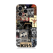 Apple Uyumlu iPhone 15 Pro Max Rock Posterleri Desenli Silikon Kılıf Silikon