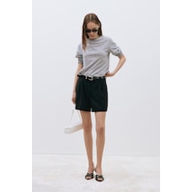 Suud Collection Siyah Mia Pileli Şort