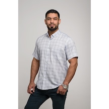 Bican Geniş Ve Rahat Bol Kesim Cepli Ekoseli Yaka Düğmeli Klasik Kısa Kol Gömlek 001