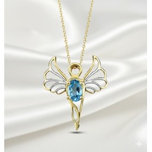 Ariş Barış Meleği Mavi Topaz Taşlı Kolye Mikail