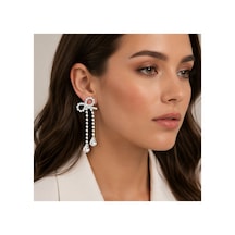 Fiyonk Model Sallantılı Kadın Küpe -ışıltılı Taşlı Zarif Abiye Küpe Gümüş - 895527618 Gümüş