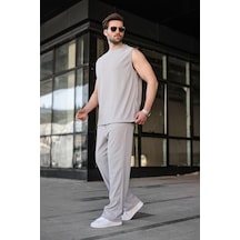 Madmext Boyalı Gri Rahat Kesim Erkek Alt Üst Takım E7353 Gri