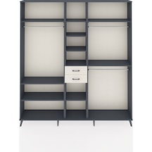 Arges Dolap 10 Raflı 2 Çekmeceli 3 Askılı 220x30x243 Antrasit-antrasit/aytaşı Antrasıt/aytası