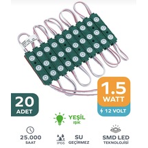 Point 3 Ledli Parmak Led Modül 1.5w 2835 Smd Mercekli 12v-20 Adet Yeşil