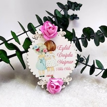 Çiçekli Abla Kardeş Ahşap Bebek Şekeri Magnet 30 Adet