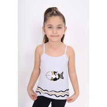 Toontoy Kids Toontoy Kız Çocuk Pul İşlemeli Balık Nakış Askılı Atlet Gri Melanj