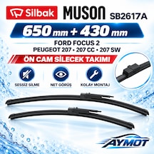 Silbak Muson 650/430 Mm Ön Muz Silecek Takımı Ford Focus 2 Peugeot 207