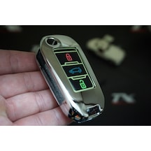 Citroen Uyumlu C3 C4 C Elysee Metal Deri Fosforlu Anahtarlık New Style