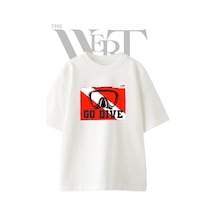 Thewert Diving Mask Flag Tasarım Baskılı Ünisex Beyaz Oversize T-shirt