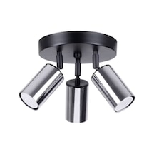 Rıolıght Modern1 Siyah1 Gövde Krom Hareketli Başlık1 3xgu10 Led Spot Led Avize Ampul Dahil Siyah - Krom