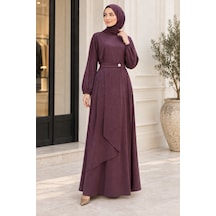 Sevitli Mihra Tensel Etekli Takım-mürdüm-5962