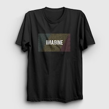 Presmono Unisex Imagine Beatles John Lennon T-shirt Siyah