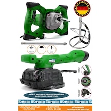 Böhrer Alman HB0387T Akülü Vantuz Fayans Makinesi Ve Elektrikli 3200W Yeşil Boya Harç Karıştırıcı 2'li Kombo Set