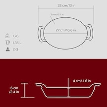 Metal Oval Kuplu Döküm Tava 27x20, Kırmızı Açık Bakır