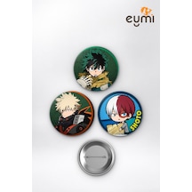 My Hero Academia Deku Bakugo Todoroki Çanta Süsü Rozet İğneli Buton Rozet Seti 58 Mm 3'lü Çok Renkli