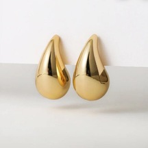 Bombeli Bottega Küpe Damla Model Küpe Gold Renk Sarı