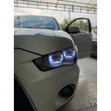 2.5 İnç Düz Bi Xenon Mercek Kesik U Beyaz Angellı Kapak Set