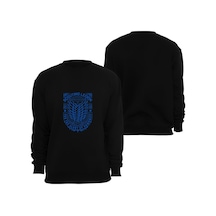 Attack On Titan Anime Baskılı Bisiklet Yaka Sweatshirt Siyah