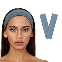 2li Kadın Saç Bandı Bandana Pamuk Likralı Spor Headband A. Mavi Açık Mavi