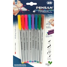Pensan Tükenmez Kalem Triball 1.0 Mm Bilye Uç 8 Li Renkli Çok Renkli