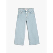 Koton Geniş Paça Kot Pantolon Cepli Pamuklu - Wide Leg Jean Lıght Indıgo 5skg40016ad Açık Mavi