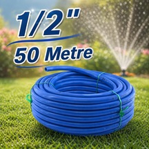 Süper Mavi Kauçuklu Bahçe Hortumu 50 Metre Ekstra Kalın Sağlam Su Sulama Yıkama Hortum 12.5 Mm 1/2