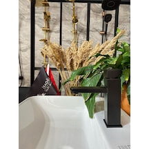 İsaoğlu Yapı Mat Siyah Grape Kare Lavabo Bataryası Siyah Lavabo Musluk Siyah Lavabo Batarya Kare Model Siyah