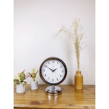 Krom Metal Lüks Masa Saati 25 20 Cm Renkli