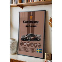 Koenigsegg Sadair's Spear Tablo - Teknik Özellikli Hiper Araba Poster - Çerçeveli Duvar Dekoru Siyah