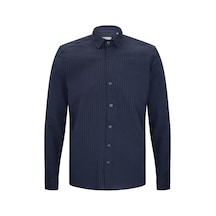 Hatemoğlu Lacivert Comfort Fit 100% Pamuk Slim Yaka Uzun Kollu Spor Gömlek 35852 4112002