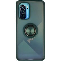 Xiaomi Redmi K40 Kılıf Montreal Yüzüklü Silikon Kapak - Yeşil -